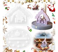 SoundZero 2 Pieces 3D Crib Silicone Set Nativity Scene Silicone Molds Crib Molds Casting Case Pack