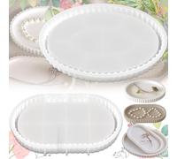 SoundZero 2 Pieces Silicone Mold Trays Coasters, DIY Decorative Trays Casting Mold, Oval Silicone Mold with Slots, Silicone Mold for Tray Mat (Two Styles)