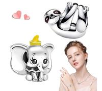 SoundZero 2 x 925 Sterling Silver Charms Pandora Charm Elephant Charms Pandora Charms For Necklaces Bracelets Unique Design Perfect for Gifts
