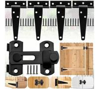 SoundZero 4 Piece T Hinge Zinc Plated Black Iron T Shaped Door Hinges with Screws for Garden Gates Barn Doors Shed Gates