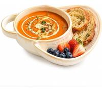 Soup and Sandwich Bowl, Ceramic Plate Combo with Bread Holder | Anti-Soggy Design, Easy to Clean, Durable Ceramic, Home and Restaurant, Bread Holder Included