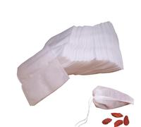 Soup Bag with Drawstring - 7 x 5 cm Bags for Tea, Natural Uncoloured, Empty Pull Bags, 100 Pieces for Cold Brew Coffee Spices Broth Loose Tea Blend for Kitchen Cooking Brew