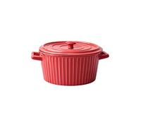 Soup Bowl with 2 Handles and Lid, Large Soup Bowls with Handles in China Porcelain Ceramic Oven Microwaveable Microwave Safe Kitchen Solid Color for Noodles Fruit Salad-red-1200ML