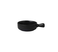 Soup Bowl with Handle Kitchen, 560ML Soup Bowls in China Porcelain Ceramic Oven Microwaveable Microwave Safe Japanese-Style Solid Color for Baking Tray Breakfast Fruit Salad-Black