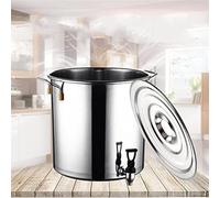 Soup Bucket with Tap, Stainless Steel Stock Pot with Spigot, Multifunctional with Lid for Hot Water and Tea, Compatible with All Stovetops