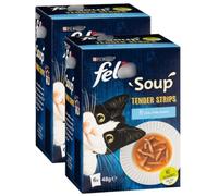 Soup Cat Food Soup Tender Strips 6 x 48g x Pack of 2 - Add Some Delicious Variety to Your Cat’s Day With the Irresistible Soup Recipy, the Perfect Complement to His Diet