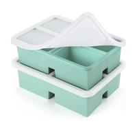 Soup Freezer Containers, 2 Pack Silicone Food Freezer Trays, Large Ice Cube Tray to Makes 4 Perfect 1 Cup Portions Cubes, Freezing Tray Frozen Soup, Sauce, Storing Leftovers and Other Dishes (Green)