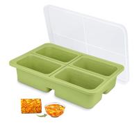 Soup Freezer Containers With Lid, 4-Compartment Large Silicone Food Storage Tray, Dishwasher Microwaveable Ice Cube Tray, Food Containers Mould for Freezing Soup Sauces Stews - Extra Large Ice Cube