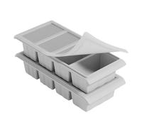Soup Freezer Tray - 2/4-Grid Reliable Baking Mould, Secure Lid Freshness Keeper, Flexible Kitchen Organizer, Efficient Meal Plan Tool | Domestic Fridge Storage Solution for Home Restaurant Kitchen