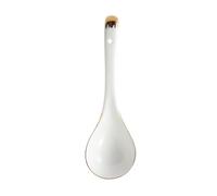 Soup Ladle 1 Piece Asian Large Soup Spoons, White Rice, Chinese Won Ton Spoon with Golden Decorative Edges