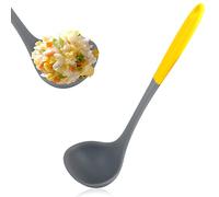 Soup Ladle Spoon, Large Silicone Scoop with Non Slip Handle, Stylish and Comfortable Soup Ladle for Kitchen (Yellow to Gray) (silicone spoon)