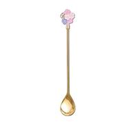 Soup Ladle Stainless Steel Dessert Teaspoon with Unique Flower Shaped Handle 1 Piece Coffee Spoons Tea for PartyTable Decoration Espresso Stirring(Gold,Large)