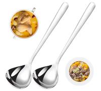 Soup Ladle Stainless Steel Ladle 2PCS 7.6 Inch Round Gravy Ladle Spoon Serving Soup Spoons with Long Handle, Soup Ladle Spoon for Kitchen Stews, Gravy
