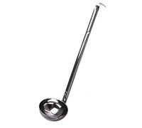 Soup Ladle Stainless Steel Professional Serving Ladle Bottom Ladle with Long and Hooked Handle for Sauce, Soup, Stew, Cooking, Sauce Spoon, 7x27cm, 90ml, Silver