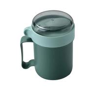 Soup Mug with Lid - 500ml Portable Cereal Bowl with Foldable Spoon, Wide Mouth Thermal Mug with Handles, Leak Resistant Travel Container for Home Office School Picnic Camping Gym, Food Storage Cup