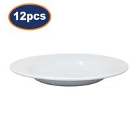 Soup Plate Deep Porcelain 24Cm Wide Rim Arcoroc Dishwasher & Microwave Safe 12Pc