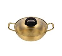 Soup Pot Pot Stainless Steel Barbecue Cooking Ramen Soup with Double Handles Korean Seafood Boil Noodle(Gold 24cm)