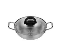 Soup Pot Pot Stainless Steel Barbecue Cooking Ramen Soup with Double Handles Korean Seafood Boil Noodle(Silver 20cm)