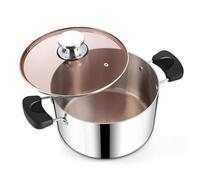 Soup Pot with Lid, Easy Clean Tri-Ply Stainless Steel Stockpot with Clear Lid, Heat-Proof Handle, Suit for Induction/Electric/Gas/Ceramic(10L)