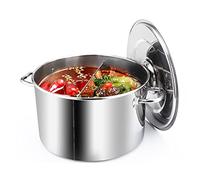 Soup Pot With Lid Stainless Steel Cooking Pot Hot Pot Dual Flavor Pot Thicken Composite Bottom, 13-30L Slow Cooker (Color : Silver, Size : 50 * 25cm(20L))