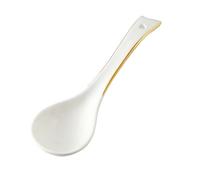 Soup Spoon Bone China Soup Ladle with Gold Rim Decorative Household Ceramic Soup Ladle White Porcelain Soup Spoon Restaurant Commercial Spice Ladle 6 Pieces Ice Cream Scoop(Color:C)