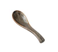 Soup Spoon Japanese Kiln Change Ceramic Soup Ladle Restaurant Household Kitchen Small 4 Pieces Set Dessert Elegant Table Tableware Ladles(Bruin)
