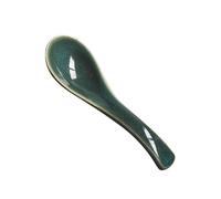 Soup Spoon Japanese Kiln Change Ceramic Soup Ladle Restaurant Household Kitchen Small 4 Pieces Set Dessert Elegant Table Tableware Ladles(Green)