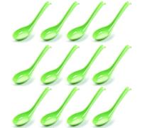 Soup Spoon Ramen Noodle Soup Ladle Green Soup Spoons Sturdy and Durable Asian Dinner Spoon Easy Clean Dishwasher Safe (12)