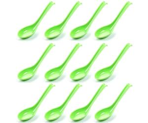 Soup Spoon Ramen Noodle Soup Ladle Green Soup Spoons Sturdy and Durable Asian Dinner Spoon Easy Clean Dishwasher Safe (12)