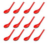Soup Spoon Ramen Noodle Soup Ladle red and Black Soup Spoons Sturdy and Durable Asian Dinner Spoon Easy Clean Dishwasher Safe (12)