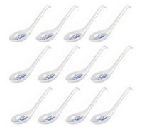Soup Spoon Ramen Noodle Soup Ladle White Pattern Soup Spoons Sturdy and Durable Asian Dinner Spoon Easy Clean Dishwasher Safe (12)