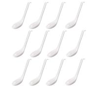 Soup Spoon Ramen Noodle Soup Ladle White Soup Spoons Sturdy and Durable Asian Dinner Spoon Easy Clean Dishwasher Safe (12)