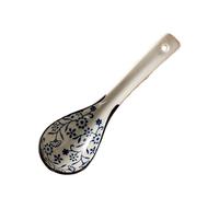 Soup Spoon Retro Chinese Style Porcelain Spoons, Asian, Ramen, for Wonton, Noodles, Ceramic Rice Ice Cream Scoop(A)