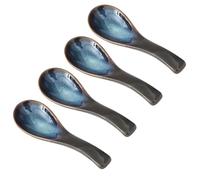 Soup Spoons Heat-Resistant Ceramic Chinese and Japanese Soup Spoon Easy to Clean Scooper 4PCS Japanese Spoon Spoons Ceramic Ramen