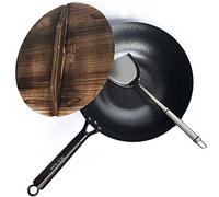 Souped Up Recipes Carbon Steel Wok for Electric, Induction and Gas Stoves (Lid, Spatula and User Guide Video Included)