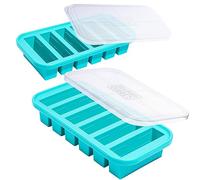 Souper Cubes 1/2 Cup Silicone Freezer Tray for Batch Cooking, Aqua, 2-Pack