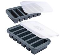 Souper Cubes 1/2 Cup Silicone Freezer Tray with Lid - Easy Meal Prep Container and Kitchen Storage Solution - Silicone Mold for Soup and Food Storage - Charcoal - 2-Pack