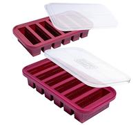 Souper Cubes 1/2 Cup Silicone Freezer Tray with Lid - Easy Meal Prep Container and Kitchen Storage Solution - Silicone Mold for Soup and Food Storage - Cranberry - 2-Pack