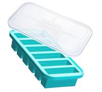 Souper Cubes 1/2 Cup Silicone Freezer Tray with Lid - Easy Meal Prep Container and Kitchen Storage Solution - Silicone Mold for Soup and Food Storage - Aqua - 1-Pack
