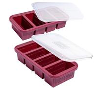 Souper Cubes 1 Cup Silicone Freezer Tray with Lid - Easy Meal Prep Container and Kitchen Storage Solution - Silicone Molds for Soup and Food Storage - Cranberry - 2-Pack