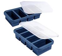 Souper Cubes 1 Cup Silicone Freezer Tray with Lids, Perfect for Storing Broth, Leftovers, Rice, Sauce and More, Silicone Soup Freezer Molds for Meal Prepping - Blueberry - 2-Pack