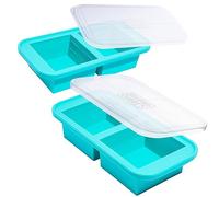 Souper Cubes 2 Cup Silicone Freezer Moulds for Food with Lids, Aqua, 2-Pack