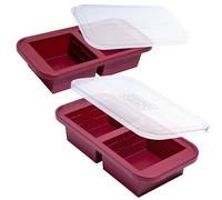 Souper Cubes 2 Cup Silicone Freezer Tray with Lid - Easy Meal Prep Container and Kitchen Storage Solution - Silicone Mold for Soup and Food Storage - Cranberry - 2-Pack