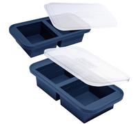 Souper Cubes 2 Cup Silicone Freezer Trays With Lids, Blueberry, 2-Pack