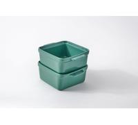 Souper Cubes Ceramic Dishes - 5" x 5" Small Oven Dishes with Silicone Lids, Premium Stoneware Perfect for Reheating Individual Portions in the Oven, Microwave, or Air Fryer, Set of 2 - Kale