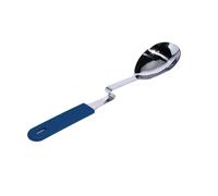 Souper Cubes + Lori Greiner No Mess Stainless Steel Cooking Spoon with Silicone Handle - Stainless Steel Serving Spoon No Mess Design Hooks on Side of Any Pot - Blueberry