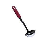 Souper Cubes + Lori Greiner No Mess Stainless Steel Soup Ladle with Silicone Handle - Metal Soup Ladle with No Mess Design That Hooks on Side of Any Pot - Cranberry