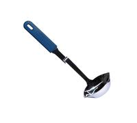 Souper Cubes + Lori Greiner No Mess Stainless Steel Soup Ladle with Silicone Handle - Metal Soup Ladle with No Mess Design That Hooks on Side of Any Pot - Blueberry