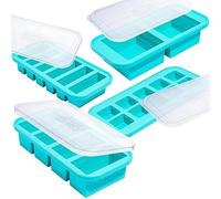 Souper Cubes Silicone Freezer Moulds Gift Set with 2 Tbsp, 1/2, 1, and 2 Cup Silicone Food Moulds - Perfect for Freezing Herbs, Stews, Soups, Juices, Purees and More - Aqua