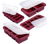 Souper Cubes Silicone Freezer Moulds Gift Set with 2 Tbsp, 1/2, 1, and 2 Cup Silicone Food Moulds - Perfect for Freezing Herbs, Stews, Soups, Juices, Purees and More - Cranberry